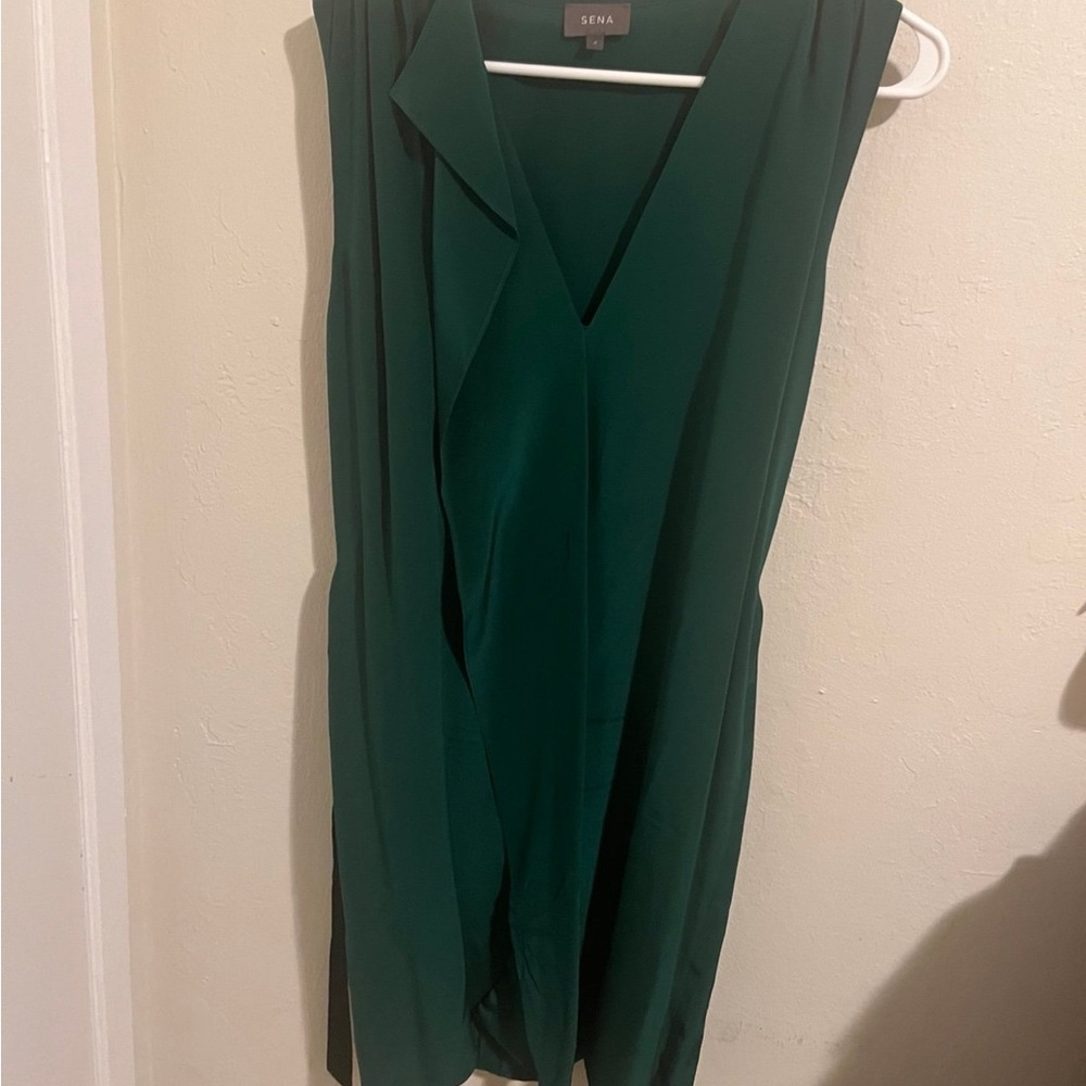 SENA Green Sheath Dress‎ Sleeveless V-Neck